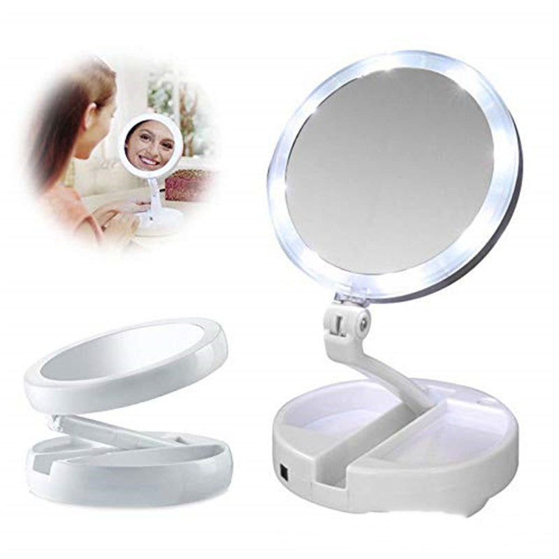 Folding LED Makeup Mirror