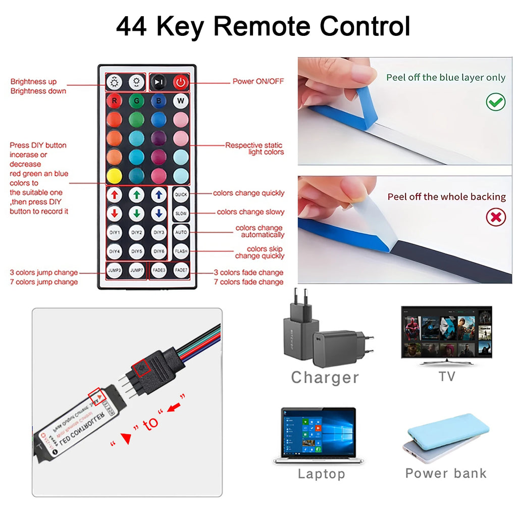 RGB LED Strip Lights with Remote Control